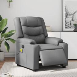vidaXL Fotoliu de masaj electric rabatabil, gri, piele ecologica GartenMobel Dekor (3206550)