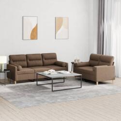 vidaXL Set de canapele cu perne, 2 piese, maro, textil GartenMobel Dekor (3201619) Canapea