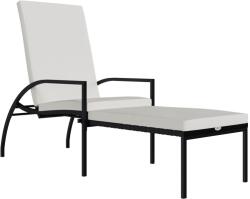 vidaXL Sezlong cu suport de picioare, negru, poliratan GartenMobel Dekor (317629)
