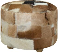 vidaXL Taburet din piele naturala, rotund, 50 x 50 x 45 cm GartenMobel Dekor (244548)