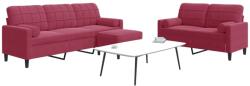 vidaXL Set canapea cu perne/rulouri, 3 piese, rosu vin, catifea GartenMobel Dekor (3278425) Canapea