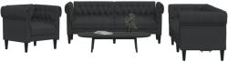 vidaXL Set de canapele, 3 piese, negru, textil GartenMobel Dekor (3209193) Canapea