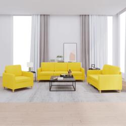 vidaXL Set de canapele cu perne, 3 piese, galben deschis, textil GartenMobel Dekor (3202059) Canapea