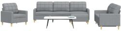 vidaXL Set canapele cu taburet, 4 piese, gri deschis, textil GartenMobel Dekor (3278295) Canapea