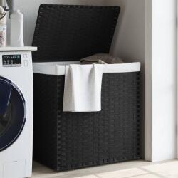 vidaXL Cos de rufe cu 2 sectiuni, negru, 53x35x57 cm, poliratan GartenMobel Dekor (372037)