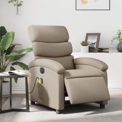 vidaXL Fotoliu electric masaj rabatabil, cappuccino, piele ecologica GartenMobel Dekor (3204039)