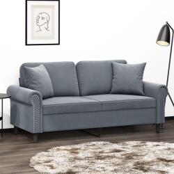 vidaXL Canapea cu 2 locuri cu pernute, gri închis, 140 cm, catifea GartenMobel Dekor (3200946) Canapea