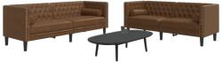 vidaXL Set canapele Chesterfield perne 2 piese maro piele întoarsa eco GartenMobel Dekor (3209300) Canapea