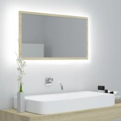 vidaXL Oglinda de baie cu LED, stejar sonoma, 80x8, 5x37 cm, acril GartenMobel Dekor (804927)