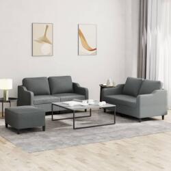 vidaXL Set de canapele cu perne, 3 piese, gri închis, textil GartenMobel Dekor (3201811) Canapea