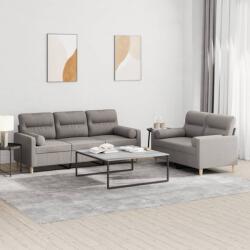 vidaXL Set de canapele cu perne, 2 piese, gri taupe, textil GartenMobel Dekor (3201623) Canapea