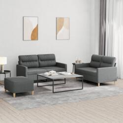 vidaXL Set de canapele cu perne, 3 piese, gri închis, textil GartenMobel Dekor (3201577) Canapea