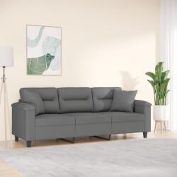 vidaXL Canapea cu 3 locuri si perne, gri închis, 180 cm, microfibra GartenMobel Dekor (3200979) Canapea