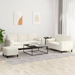 vidaXL Set de canapele cu perne, 3 piese, crem, catifea GartenMobel Dekor (3202052) Canapea