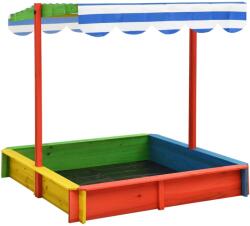 vidaXL Cutie de nisip cu acoperis ajustabil, multicolor lemn brad UV50 GartenMobel Dekor (316475)