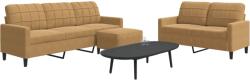 vidaXL Set de canapele cu perne, 3 piese, maro, catifea GartenMobel Dekor (3278408) Canapea