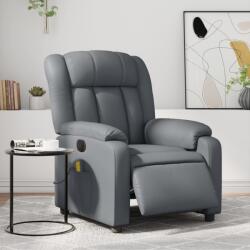 vidaXL Fotoliu de masaj electric rabatabil, gri, piele ecologica GartenMobel Dekor (3205260)