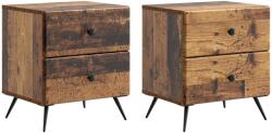vidaXL Set 2 noptiere dormitor cu 2 sertare, finisaj lemn vechi, 43x34, 5x47, 5 cm (895462)