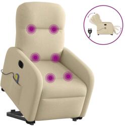vidaXL Fotoliu electric de masaj rabatabil cu ridicare, crem, textil GartenMobel Dekor (3303010)