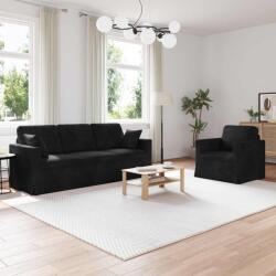 vidaXL Set de canapea 2 pcs Negru 198 x 78 x 80 cm Catifea GartenMobel Dekor (3407601) Canapea