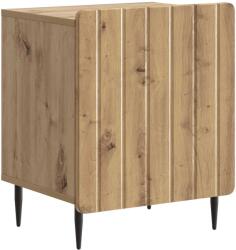 vidaXL Noptiera stejar artizanal cu usa si picioare metalice, 43x34, 5x52 cm (894353)