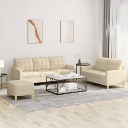 vidaXL Set de canapele cu perne, 3 piese, crem, textil GartenMobel Dekor (3201316) Canapea
