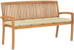 vidaXL Banca de gradina stivuibila cu perna, 159 cm, lemn masiv de tec GartenMobel Dekor (3063323)