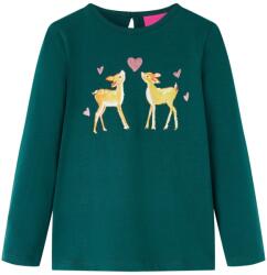 vidaXL Tricou de copii cu maneci lungi verde închis 104 GartenMobel Dekor (13655)