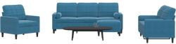 vidaXL Set de canapele cu perne/rulouri, 4 piese, albastru, catifea GartenMobel Dekor (3278390) Canapea