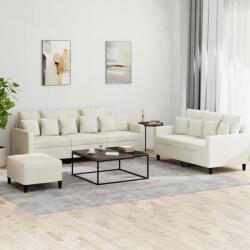 vidaXL Set de canapele cu perne, 3 piese, crem, catifea GartenMobel Dekor (3201738) Canapea