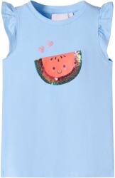 vidaXL Tricou pentru copii cu maneci cu volane, albastru deschis, 140 GartenMobel Dekor (10633)