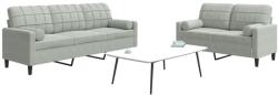 vidaXL Set de canapele cu perne, 2 piese, gri deschis, catifea GartenMobel Dekor (3278411) Canapea
