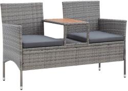 vidaXL Banca de gradina cu masuta, 2 locuri, gri, 143 cm, poliratan GartenMobel Dekor (46147)