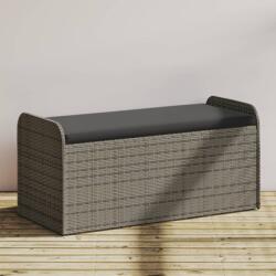 vidaXL Banca de depozitare cu perna, gri, 115x51x52 cm, poliratan GartenMobel Dekor (365728)
