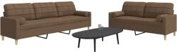 vidaXL Set de canapele cu perne decorative, 2 piese, maro, textil GartenMobel Dekor (3278338) Canapea