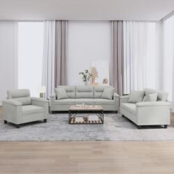 vidaXL Set de canapele cu perne, 3 piese, gri deschis, microfibra GartenMobel Dekor (3202303) Canapea