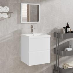 vidaXL Dulap cu chiuveta de baie si oglinda, alb GartenMobel Dekor (3114171)
