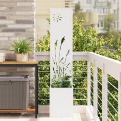 vidaXL Ghiveci de Gradina cu Panou Decorativ Alb 32 x 140 cm GartenMobel Dekor (876358)