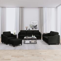 vidaXL Set de canapele cu perne, 4 piese, negru, textil GartenMobel Dekor (3201782) Canapea