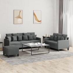 vidaXL Set de canapele cu perne, 3 piese, gri închis, textil GartenMobel Dekor (3201673) Canapea