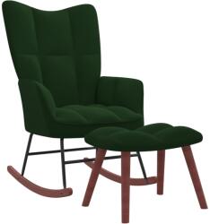 vidaXL Scaun balansoar cu taburet, verde închis, catifea GartenMobel Dekor (328152) Balansoar