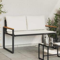 vidaXL banca cu perna Negru si Alb crem 115 x 65 x 72 cm Ratan GartenMobel Dekor (42026941)