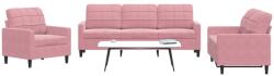 vidaXL Set de canapele cu perne, 3 piese, roz, catifea GartenMobel Dekor (3278354) Canapea