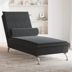 vidaXL Sezlong de masaj cu suport sprijin, negru, catifea GartenMobel Dekor (379455)