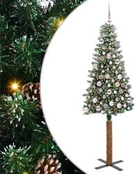vidaXL Brad de Craciun subtire Verde 180 cm PVC si lemn de PIN masiv GartenMobel Dekor (3394901)