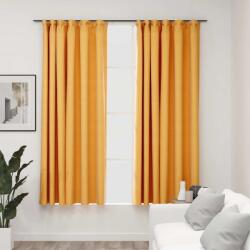 vidaXL Draperii opace aspect in, carlige, 2 buc. , galben, 140 x 175 cm GartenMobel Dekor (321196)
