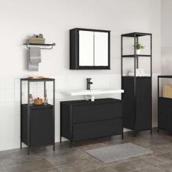vidaXL Set de mobilier pentru baie 3 pcs Stejar Negru Lemn compozit GartenMobel Dekor (3328359)