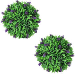 vidaXL Set de 2 arbusti ornamentali artificiali, bila cu lavanda, 30 cm GartenMobel Dekor (41624)