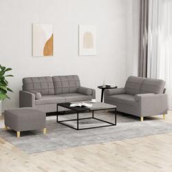 vidaXL Set de canapele cu perne, 3 piese, gri taupe, textil GartenMobel Dekor (3201305) Canapea