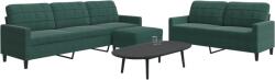 vidaXL Set de canapele cu perne, 3 piese, verde închis, catifea GartenMobel Dekor (3278483) Canapea